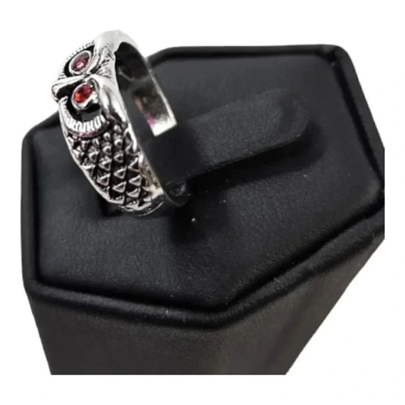 Red Eyed Owl Adjustable Fashion Ring A17 - Picture 6 of 13